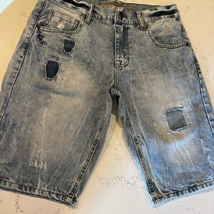 Carbon Men's Light Blue Distressed Denim Shorts